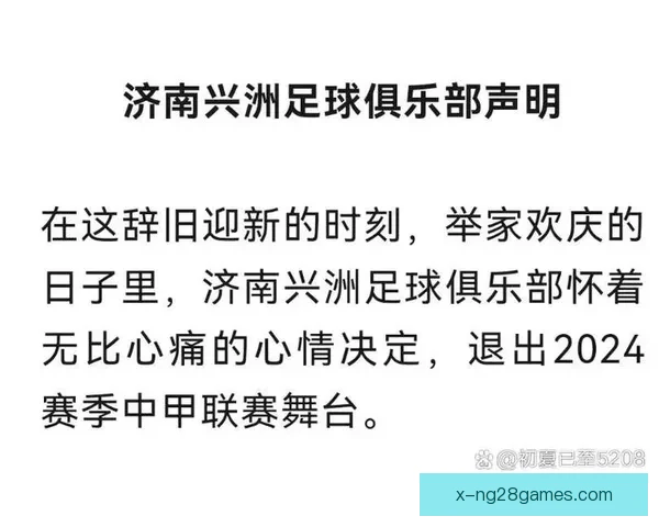 济南兴洲足球俱乐部因内部管理分歧宣布退出中甲联赛 震动足坛